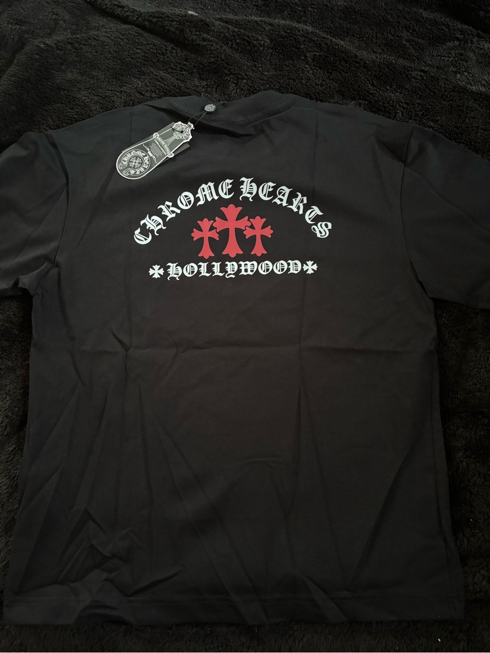Chrome Hearts Black Short Sleeve Tee with White Logo - Picture 6 of 6